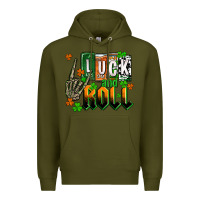 Army Green St. Patrick's Luck and roll Premium Hoodie - OliviaCreatesArt