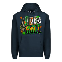 Navy St. Patrick's Luck and roll Premium Hoodie - OliviaCreatesArt