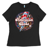 Black Western American Babe Patriotic Ladies Tee - LillyAllenDesigns