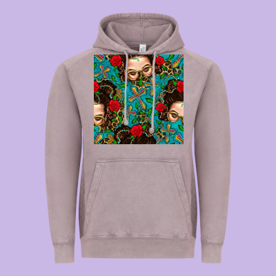 Messy Bun Mom And Cross With Leopard Patterns Vintage Hoodie Designed By Bundleandbundleshop