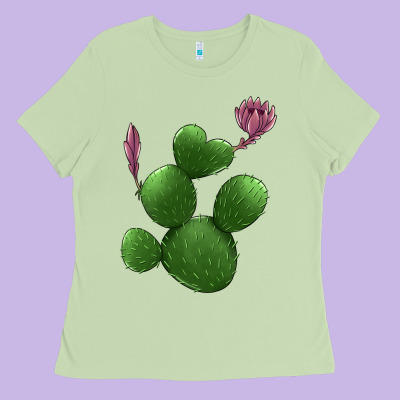Heart Cactus Ladies Tee Designed By Jasminsmagicworld