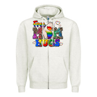 Oatmeal Heather pride free mom hugs Zipper Hoodie - CowGirlArtShop