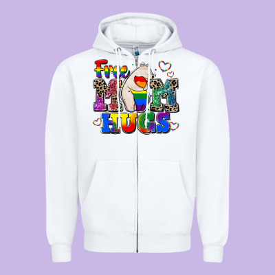 Pride Free Mom Hugs Zipper Hoodie Designed By Cowgirlartshop
