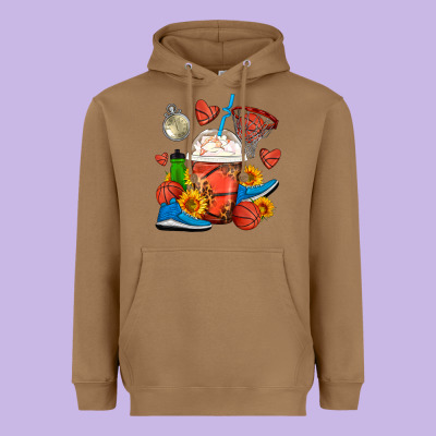 Basketball Frappe Coffee Heavyweight Hoodie Designed By Fadigitalartstudio