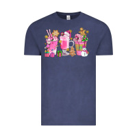 Vintage Denim Pink Christmas Coffee Cups Bbs Vintage Tee - BundleAndBundleShop