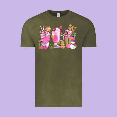 Pink Christmas Coffee Cups Bbs Vintage Tee Designed By Bundleandbundleshop