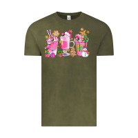 Vintage Olive Pink Christmas Coffee Cups Bbs Vintage Tee - BundleAndBundleShop