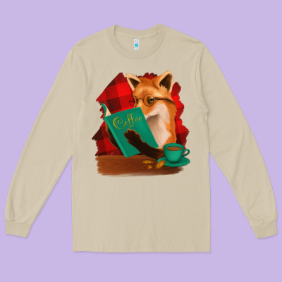 Fox With Coffee Long Sleeve Tee Designed By Bettercallsaul