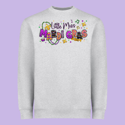 Little Miss Mardi Gras Heavyweight Sweatshirt Designed By Texasbilliewilder