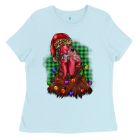 Baby Blue christmas rooster Ladies Tee - BarkalooDesign