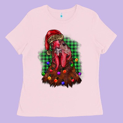 Christmas Rooster Ladies Tee Designed By Barkaloodesign