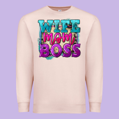 Wife Mom Boss Mother's Day Premium Sweatshirt Designed By Fadigitalartstudio