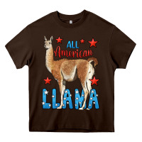 Chocolate Brown All American Llama Heavy Core Tee - LillyAllenDesigns