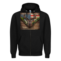 Black usa deer hunting Zipper Hoodie - CowGirlArtShop