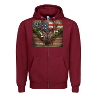 Burgundy usa deer hunting Zipper Hoodie - CowGirlArtShop