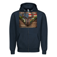Navy usa deer hunting Zipper Hoodie - CowGirlArtShop