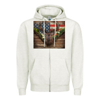 Oatmeal Heather usa deer hunting Zipper Hoodie - CowGirlArtShop