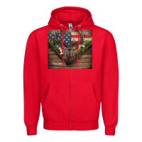 Red usa deer hunting Zipper Hoodie - CowGirlArtShop