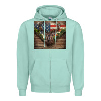 Seafoam usa deer hunting Zipper Hoodie - CowGirlArtShop