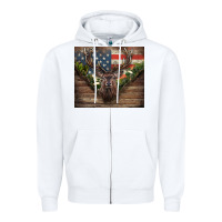 White usa deer hunting Zipper Hoodie - CowGirlArtShop