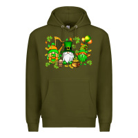 Army Green St. Patrick's Day gnomes Premium Hoodie - OliviaCreatesArt