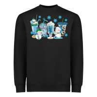 Black winter snowman coffee cups Heavyweight Sweatshirt - texasbilliewilder
