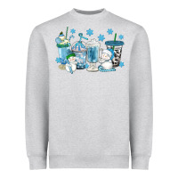 Heather Grey winter snowman coffee cups Heavyweight Sweatshirt - texasbilliewilder