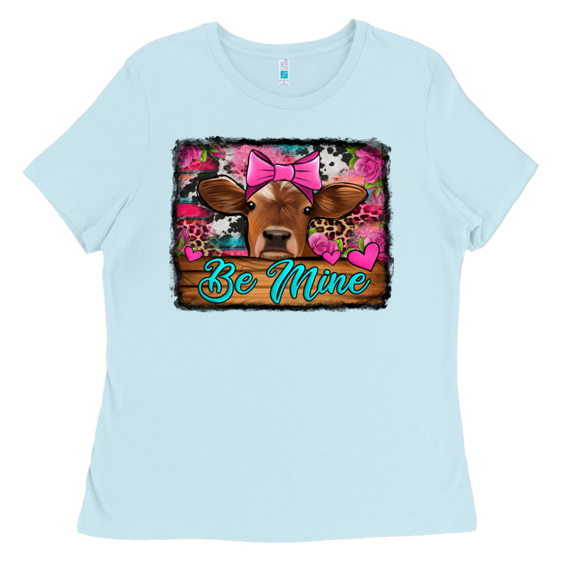 Be Mine Valentine's Day Cow Ladies Tee by Jasminsmagicworld | Teevron
