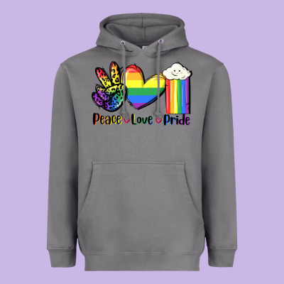 Peace Love Pride Heavyweight Hoodie Designed By Fadigitalartstudio