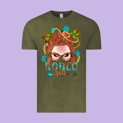 Western Rodeo Girl Braid Red Hair Vintage Tee Designed By Bundleandbundleshop