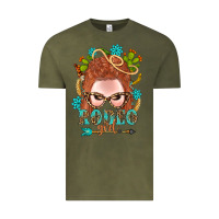 Vintage Olive Western Rodeo Girl Braid Red Hair Vintage Tee - BundleAndBundleShop