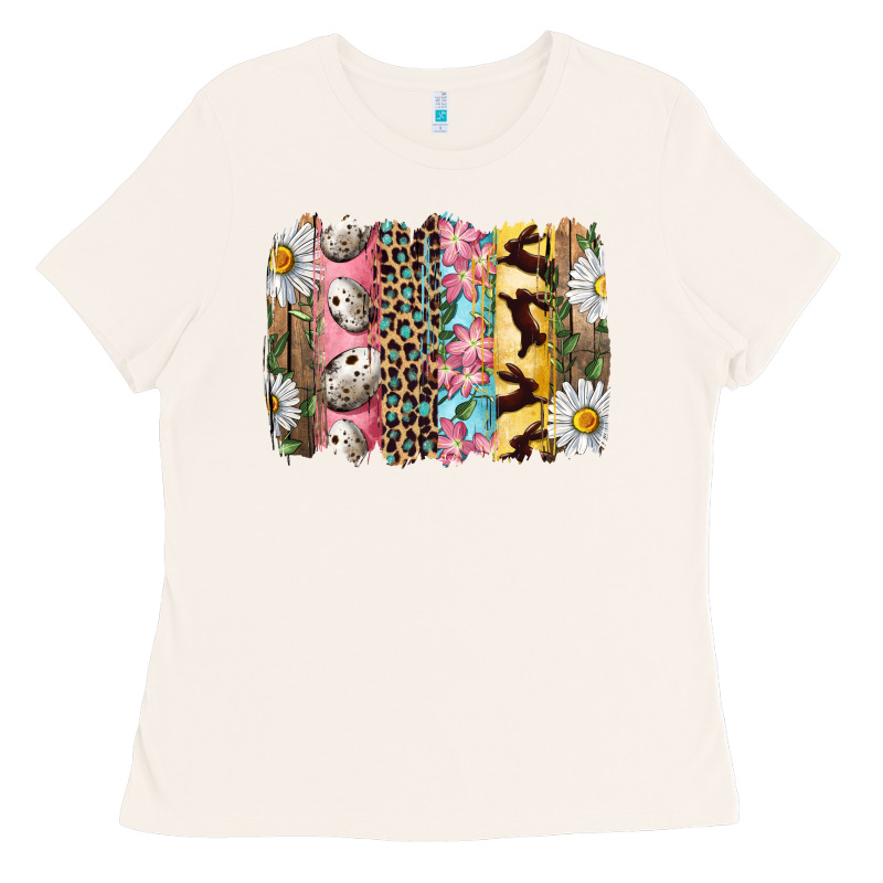 Easter Brushstroke With Quail Eggs Daisy And Bunny Ladies Tee by RanaPortraitStore | Teevron