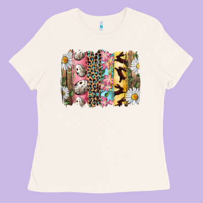 Easter Brushstroke With Quail Eggs Daisy And Bunny Ladies Tee Designed By Ranaportraitstore