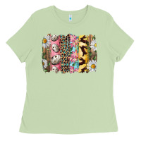 Matcha Easter Brushstroke With Quail Eggs Daisy And Bunny Ladies Tee - RanaPortraitStore