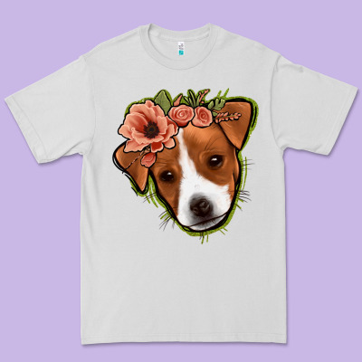 Jack Russel Floral Premium Tee Designed By Jasminsmagicworld