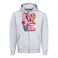 Heather Grey Love Valentine's Day Zipper Hoodie - HowdyJamesFarm