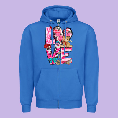 Love Valentine's Day Zipper Hoodie Designed By Howdyjamesfarm