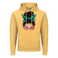 Vintage Mustard Messy Curly Bun Mom With Leopard Bandana Vintage Hoodie - BundleAndBundleShop