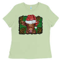 Matcha christmas leopard buffalo plaid baby highland cow Ladies Tee - BarkalooDesign