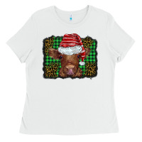 White christmas leopard buffalo plaid baby highland cow Ladies Tee - BarkalooDesign