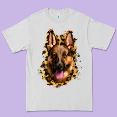 German Shepherd Leopard Background Premium Tee Designed By Jasminsmagicworld