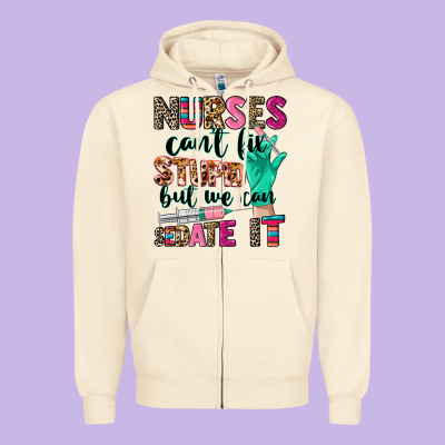 Cowgirl Nurses Can't Fix Stupid Zipper Hoodie Designed By Cowgirlartshop