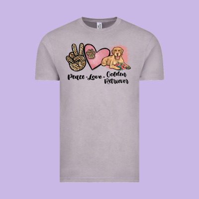 Peace Love Golden Retriever Vintage Tee Designed By Jahusdesignshop
