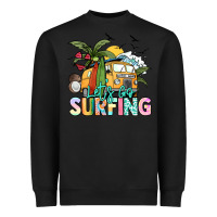 Black Let's go surfing Heavyweight Sweatshirt - NancyCooperArtShop
