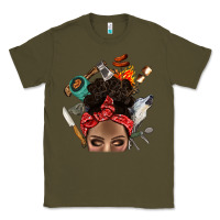 Army Green Wild Camping Afro Messy Bbs Classic Tee - BundleAndBundleShop