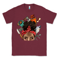 Burgundy Wild Camping Afro Messy Bbs Classic Tee - BundleAndBundleShop