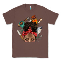 Chestnut Wild Camping Afro Messy Bbs Classic Tee - BundleAndBundleShop