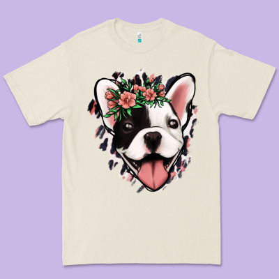 French Bulldog Floral Premium Tee Designed By Jasminsmagicworld