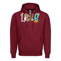 Burgundy Love Easter Rabbit Easter Day Zipper Hoodie - HowdyJamesFarm