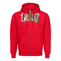 Red Love Easter Rabbit Easter Day Zipper Hoodie - HowdyJamesFarm